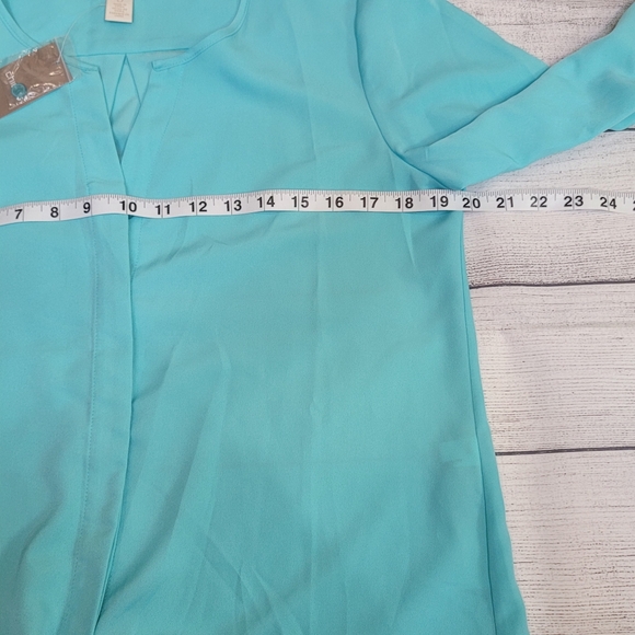 Chico's O (4-6)small Button Up Hi-Low Chiffon Shirt Blouse Tie Front CHICOS - Picture 6 of 11